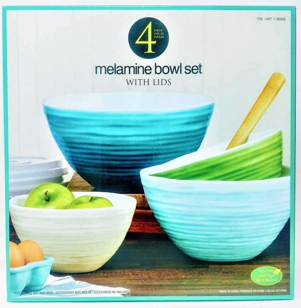 Melamine bowl set with lids, set of 4.
