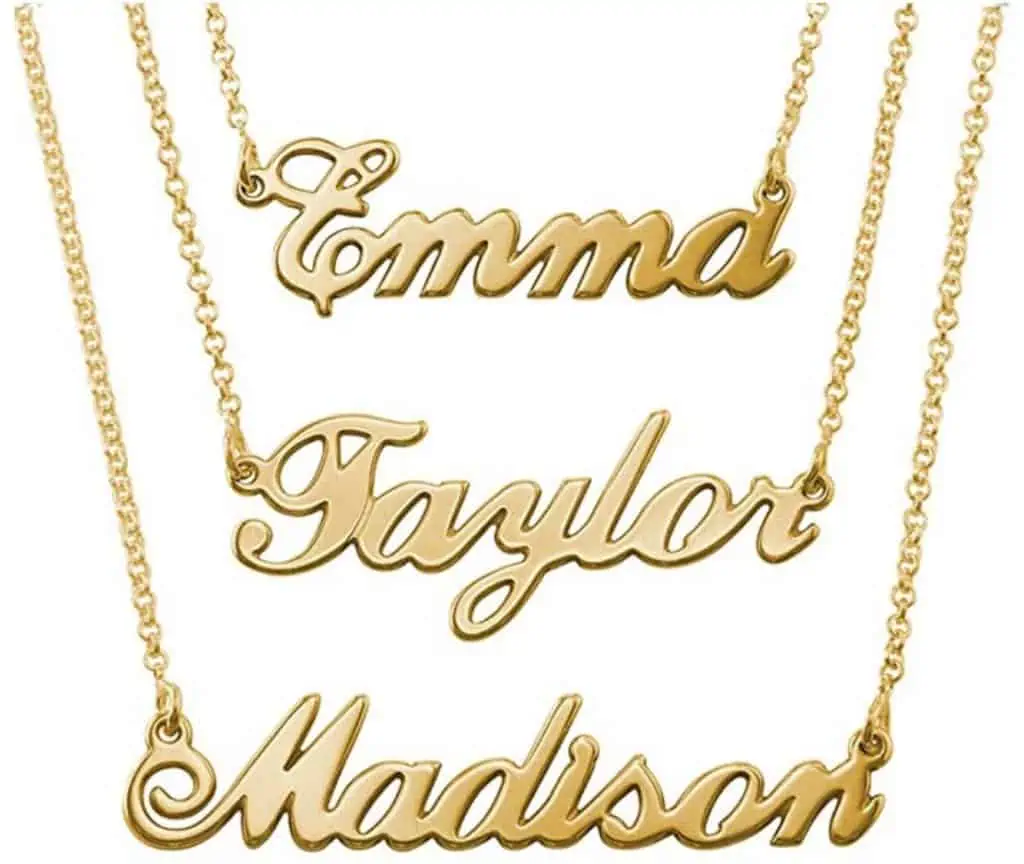 18K gold plated name pendant and necklace.