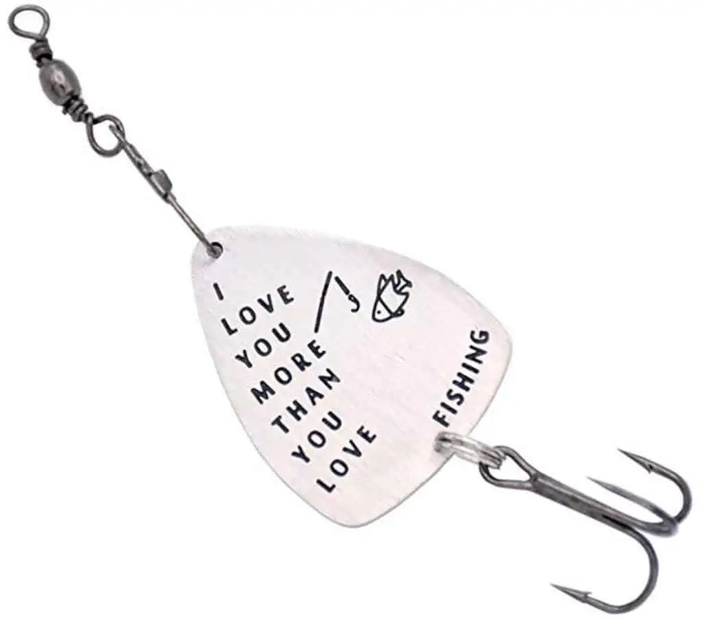 I love you hand stamped fishing lure.