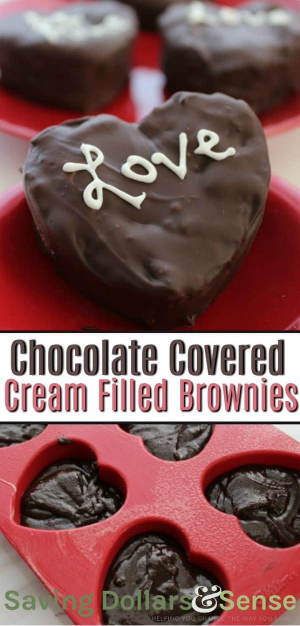 Chocolate Covered Heart Cream Filled Brownies