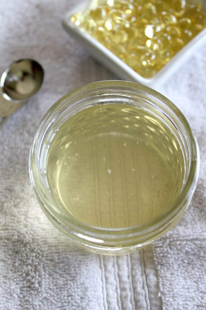 Homemade eye cream in a jar. 