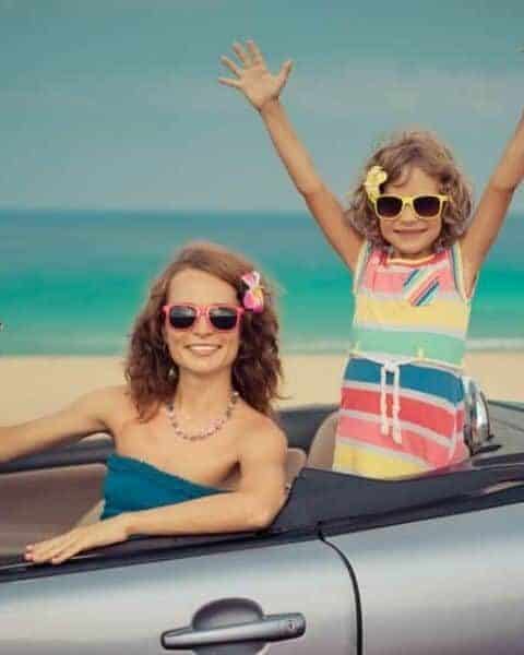 mother and daughter on a road trip