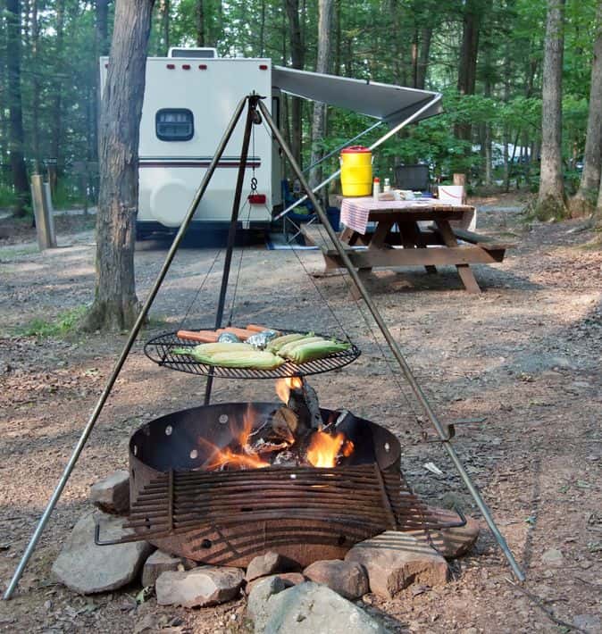 Foil dinners over campfire.