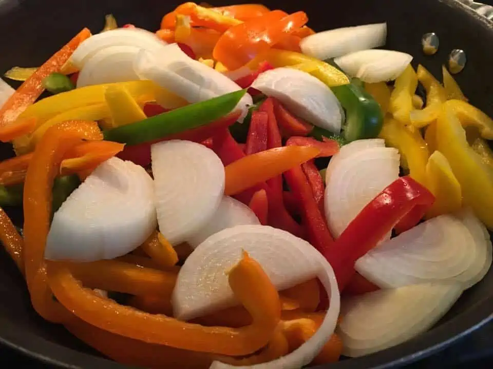 Mixture of peppers and onions.
