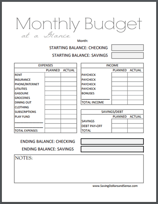 monthly budget planner printable