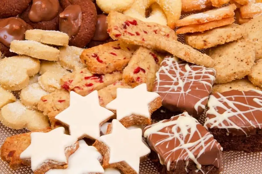 An assortment of Christmas cookies for a cookie exchange.