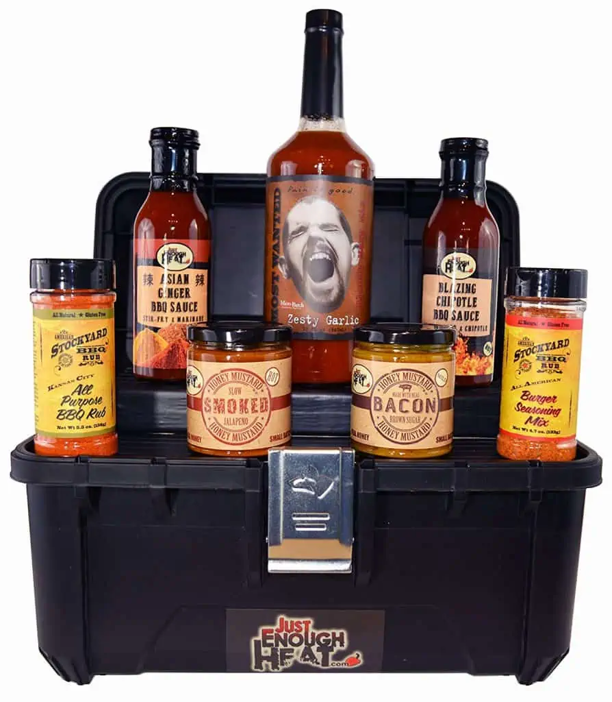 Gourmet BBQ sauce toolbox gift set.