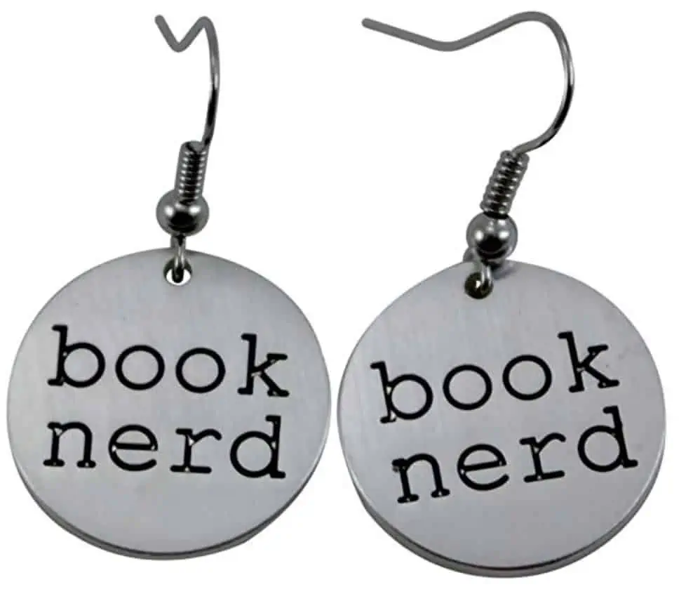 Book nerd silver-tone earrings.