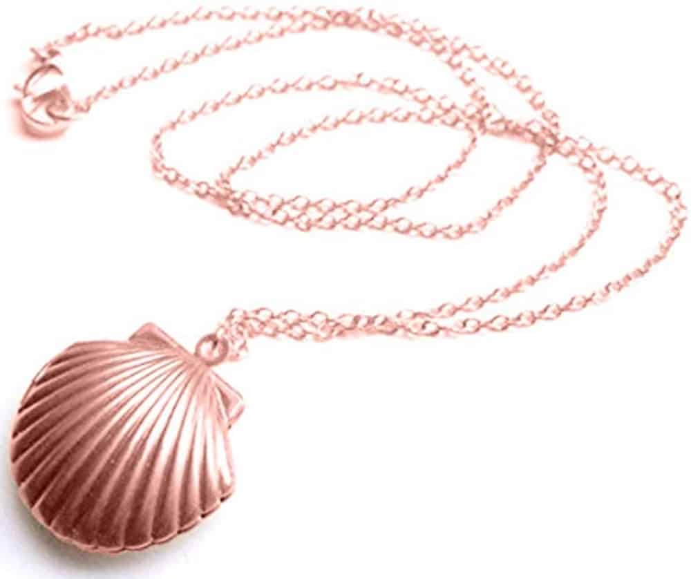 Adecco shell locket necklace.