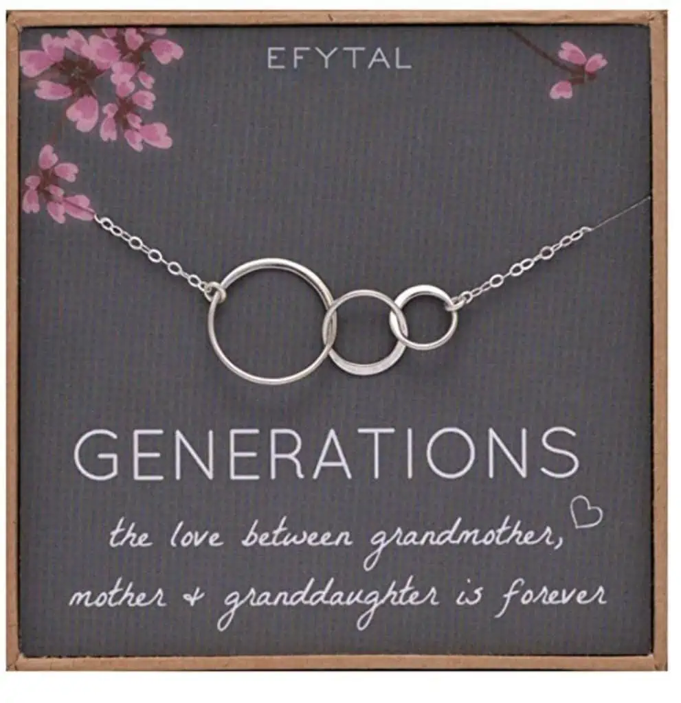 Generations necklace for grandmother, mother, and granddaughter. 