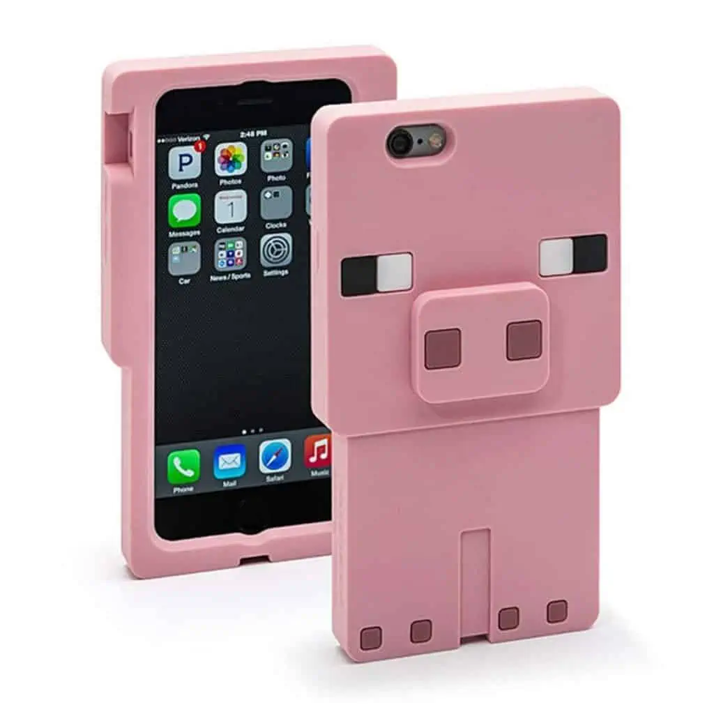 Minecraft pig character iphone case.