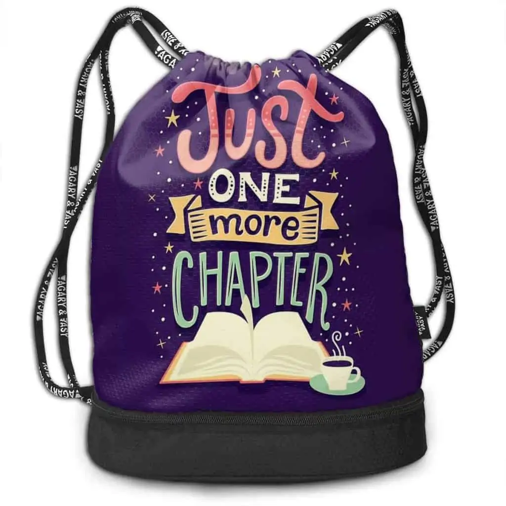 Just one more chapter tote drawstring bags.
