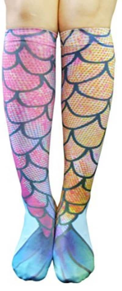 Mermaid tail knee socks.