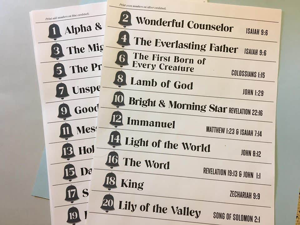 Names Of Jesus Advent Chain Free Printable