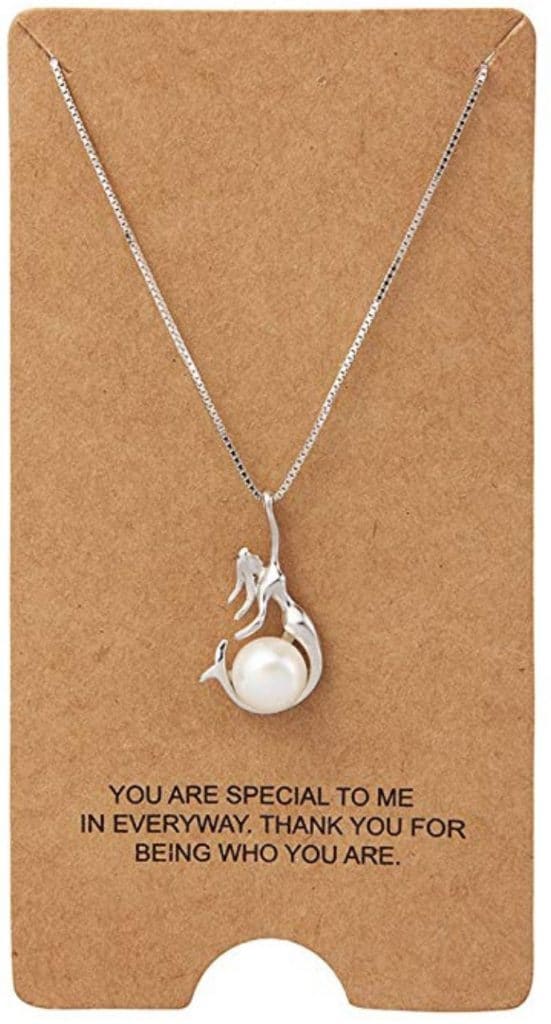 Sterling silver pearl and mermaid pendant. 