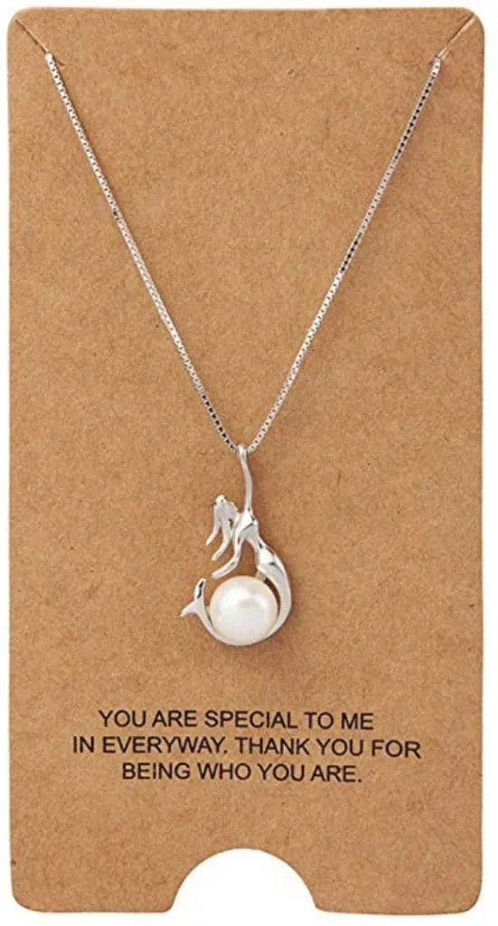 Sterling silver pearl and mermaid pendant. 