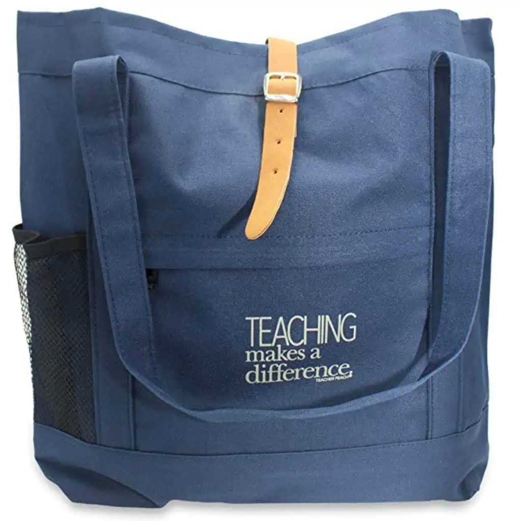 Teacher peach tote bag.