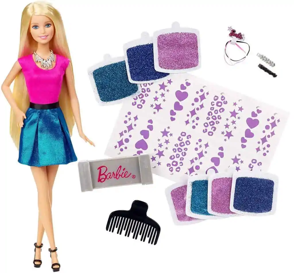 Barbie glitter hair design doll.