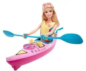 Barbie beach doll and kayak.