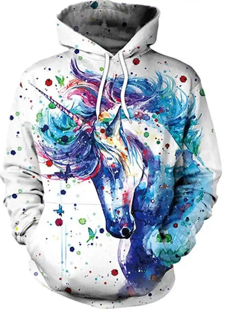 Unicorn print hoodie.