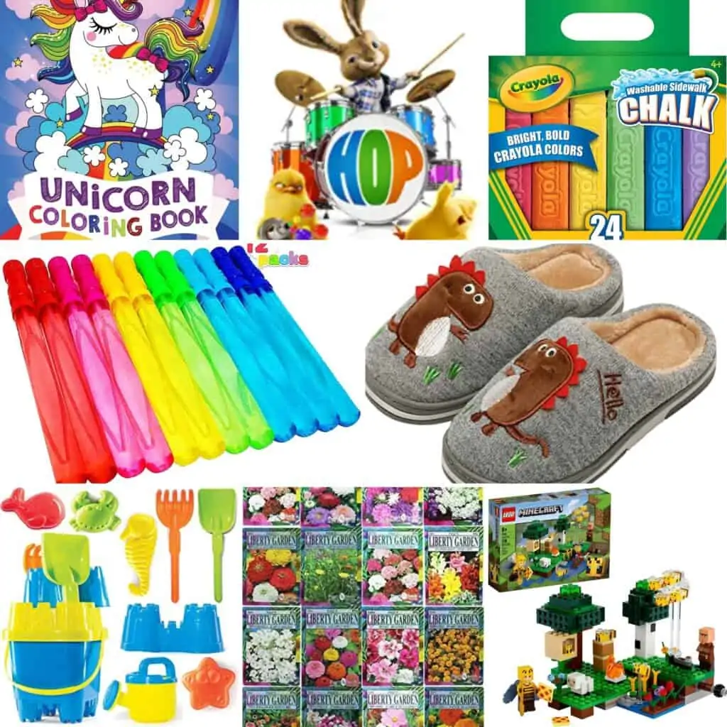 Flower seeds, LEGOS, summer toys, bubbles, slippers, and other non-candy items.