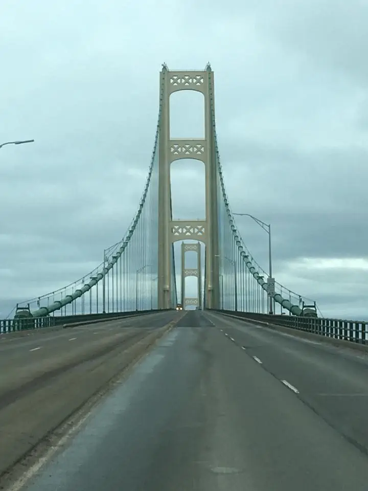 Mackinac Bridge over a body of water