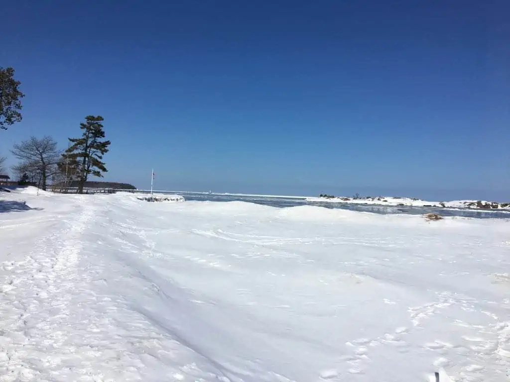 A snow covered slope in Upper Peninsula. 