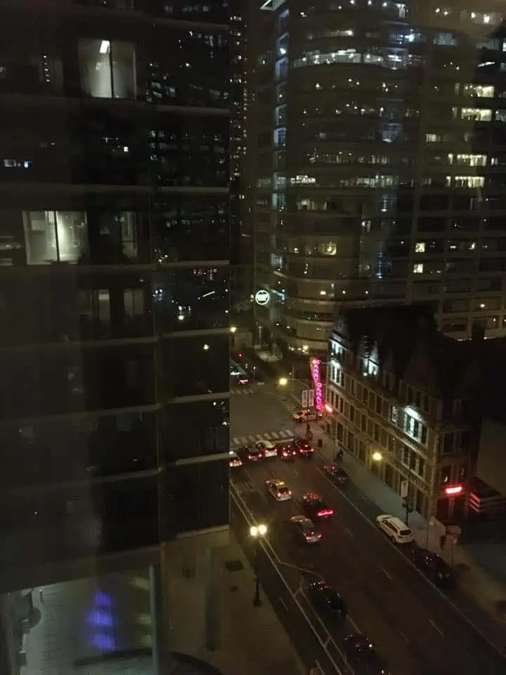 A view of Chicago at night