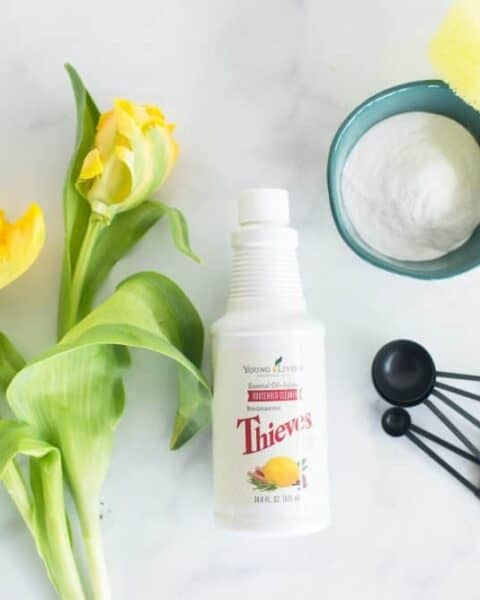 house cleaning checklist using Thieves essential oils for cleaning supplies.