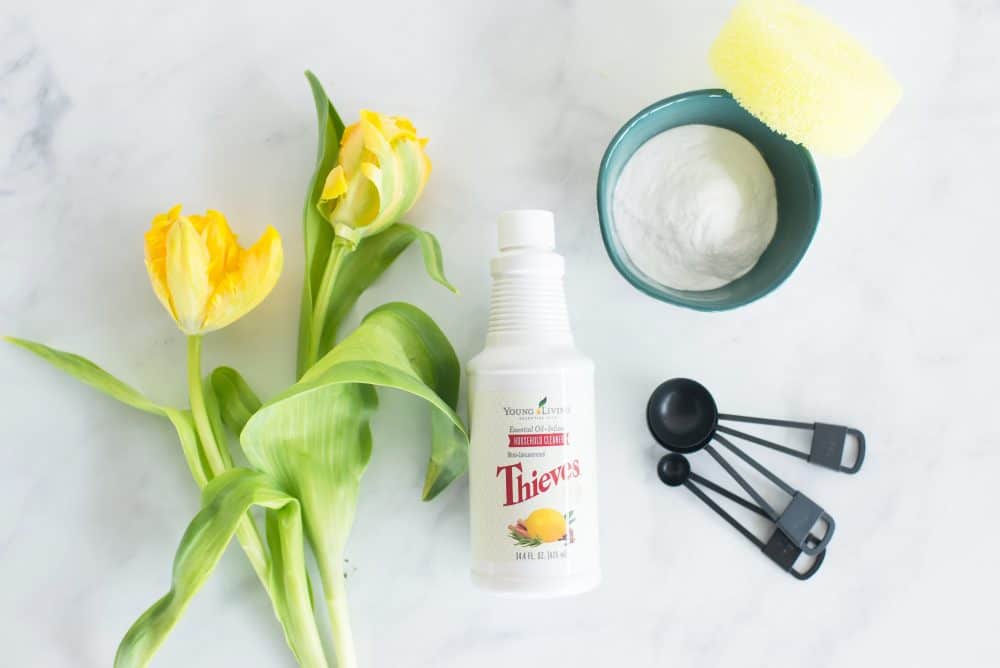 house cleaning checklist using Thieves essential oils for cleaning supplies.