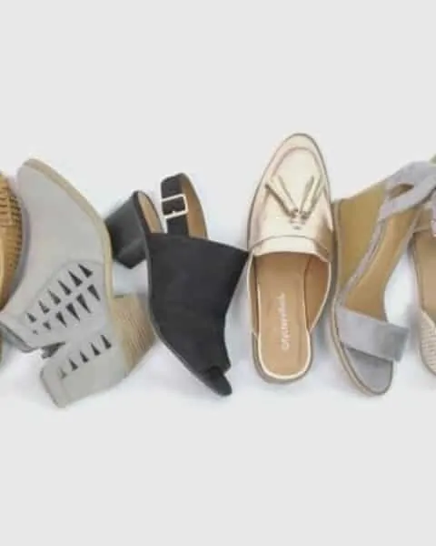 several Cents of Style shoes on a white background