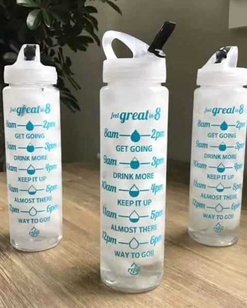 water bottle with measurements on the side