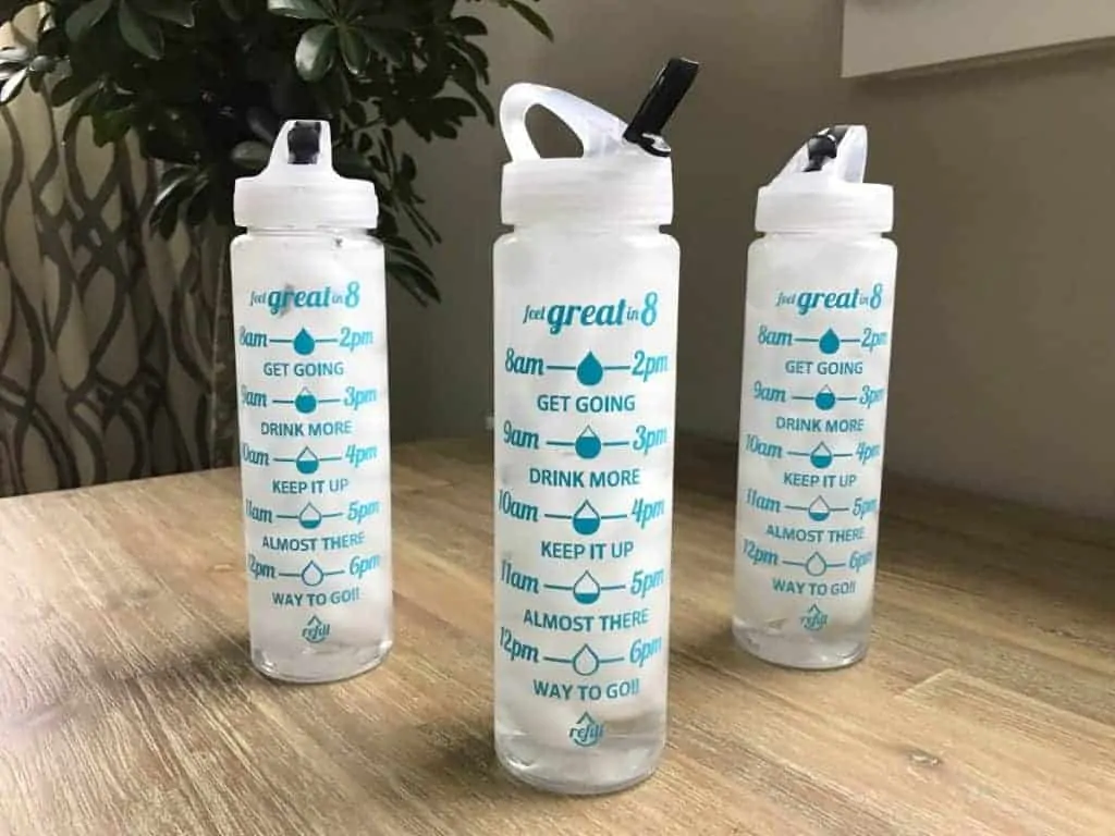 water bottle with measurements on the side