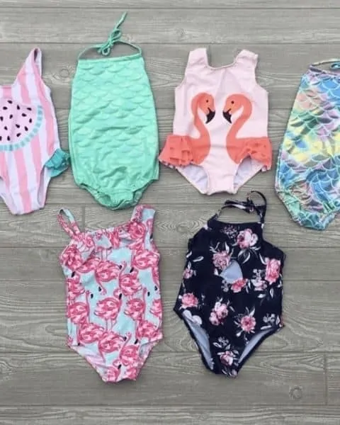 several girls one piece swim suits