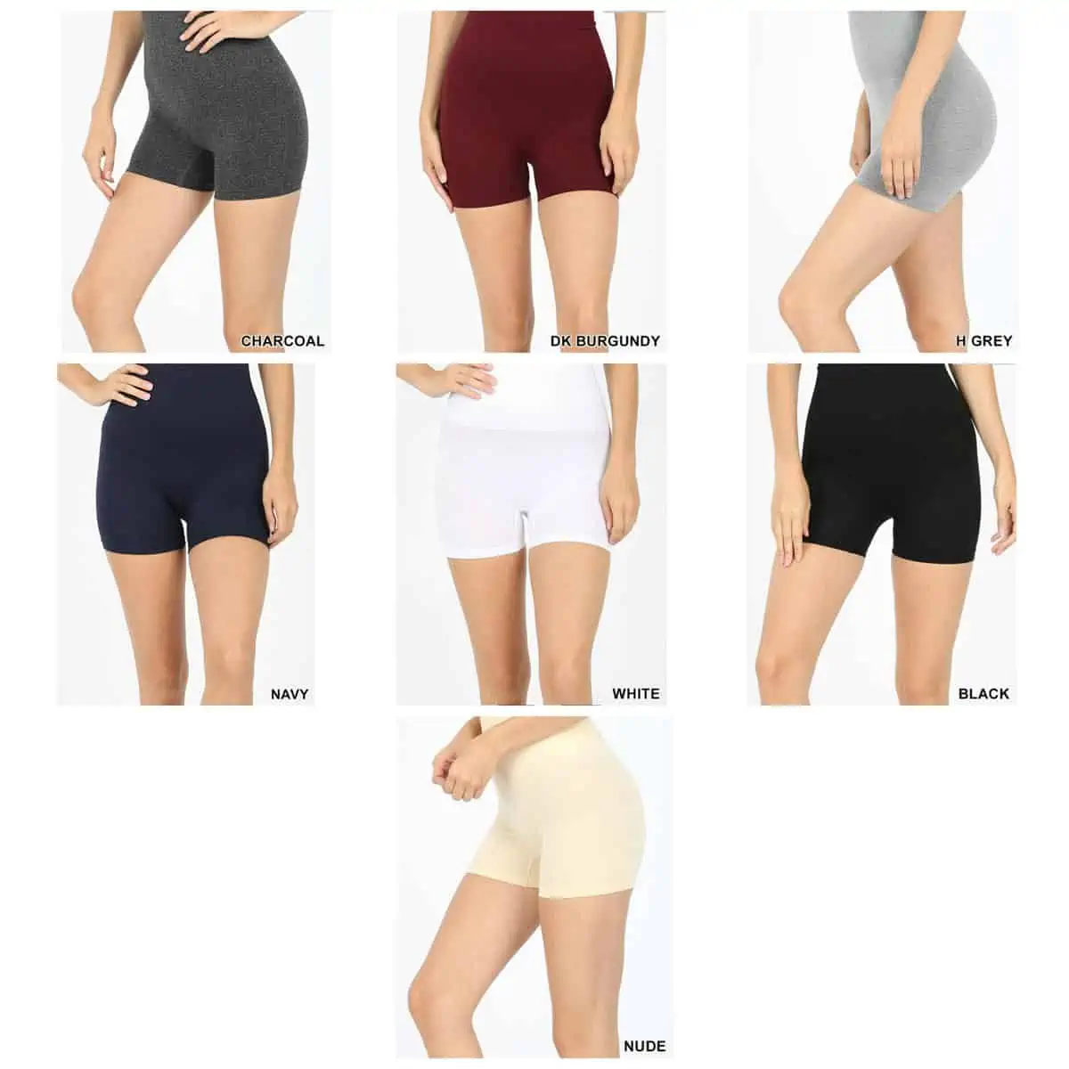The different colors of tummy control slip shorts.