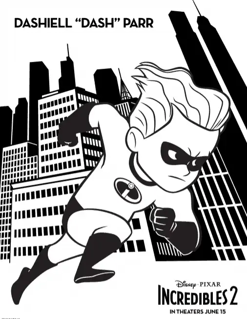 Dash coloring page from The Incredible\'s 2.