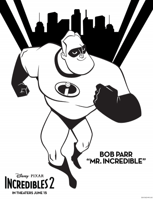 Coloring page of Mr. Incredible from The Incredible\'s 2.