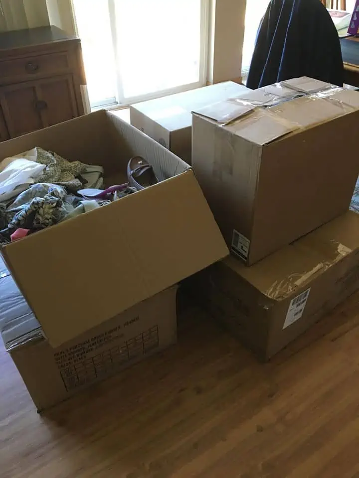 Several boxes full of stuff.