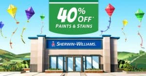 Sherwin Williams 40% Off Paints & Stains