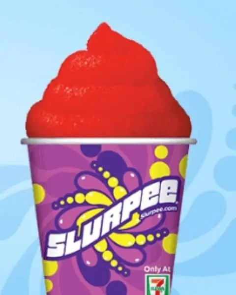 a red Slurpee drink from 7-11