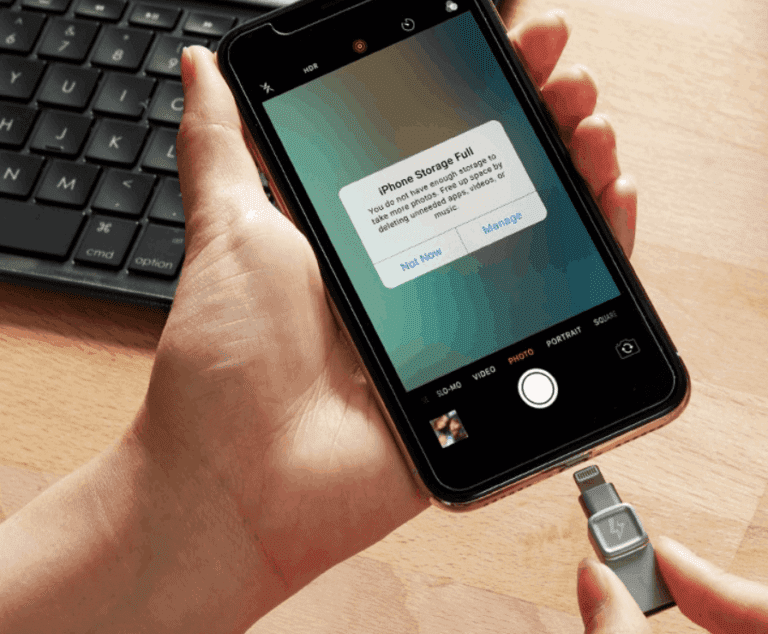 Bolt device being plugged in to a smartphone.