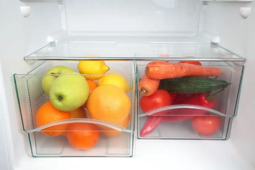 Fresh produce in fridge.