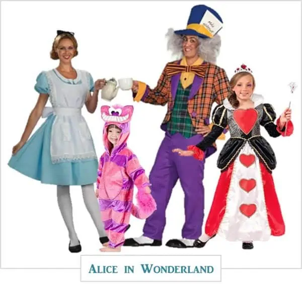 Alice in Wonderland family Halloween costumes.