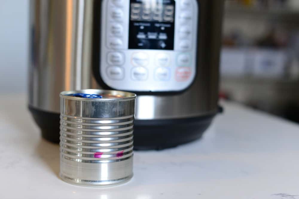 Tin can in front of Instant Pot.