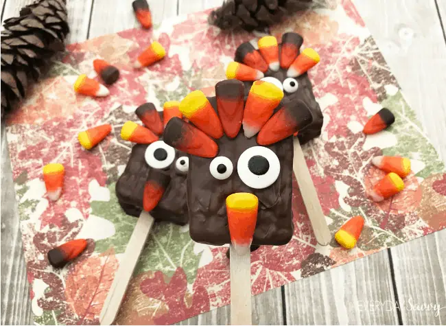 Rice Krispie Turkey using candy corn.