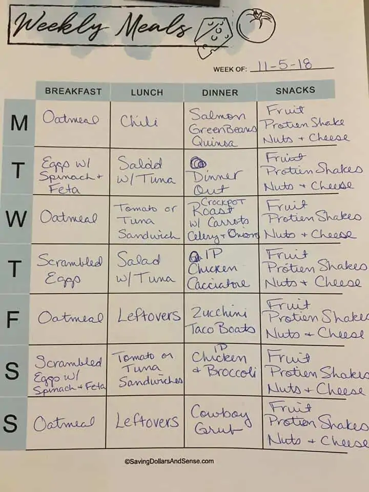 FREE Printable Meal Planner