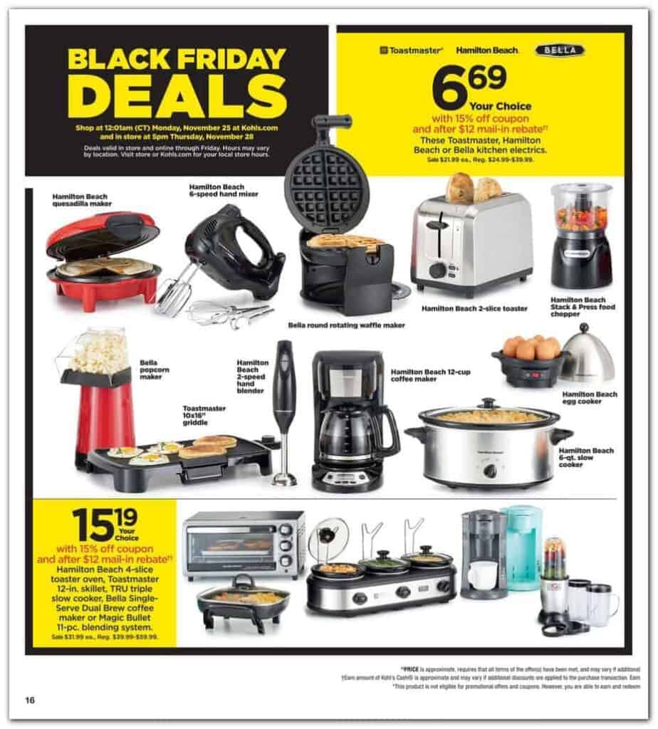 Kohl's Black Friday Small Kitchen Appliances 1.69 TODAY Saving