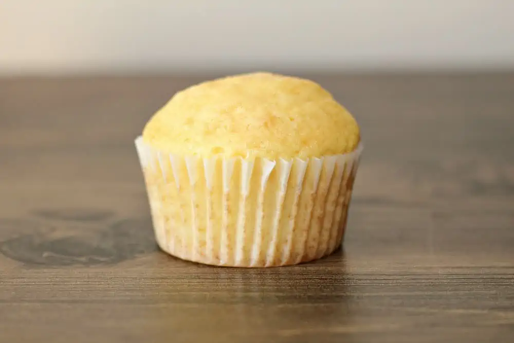 A baked vanilla cupcake