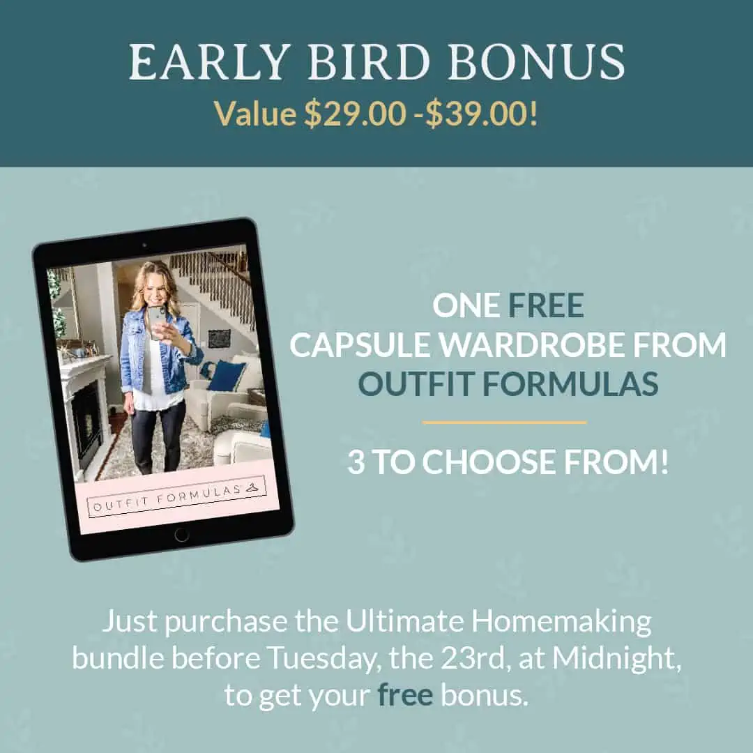 Early bird bonus for the Ultimate Homemaking Bundle sale, which is available for a limited time.