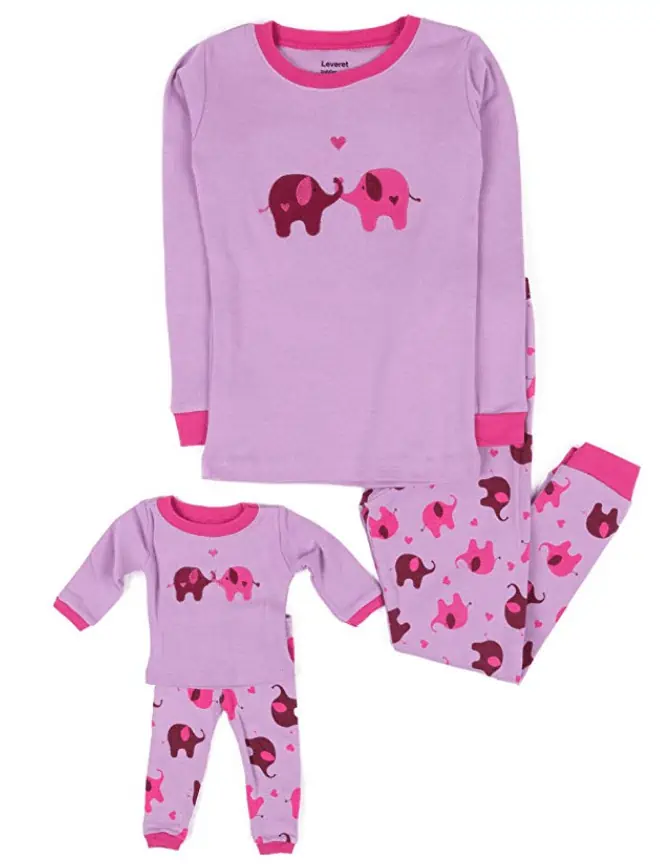 Matching kid and doll pajamas from american girl.